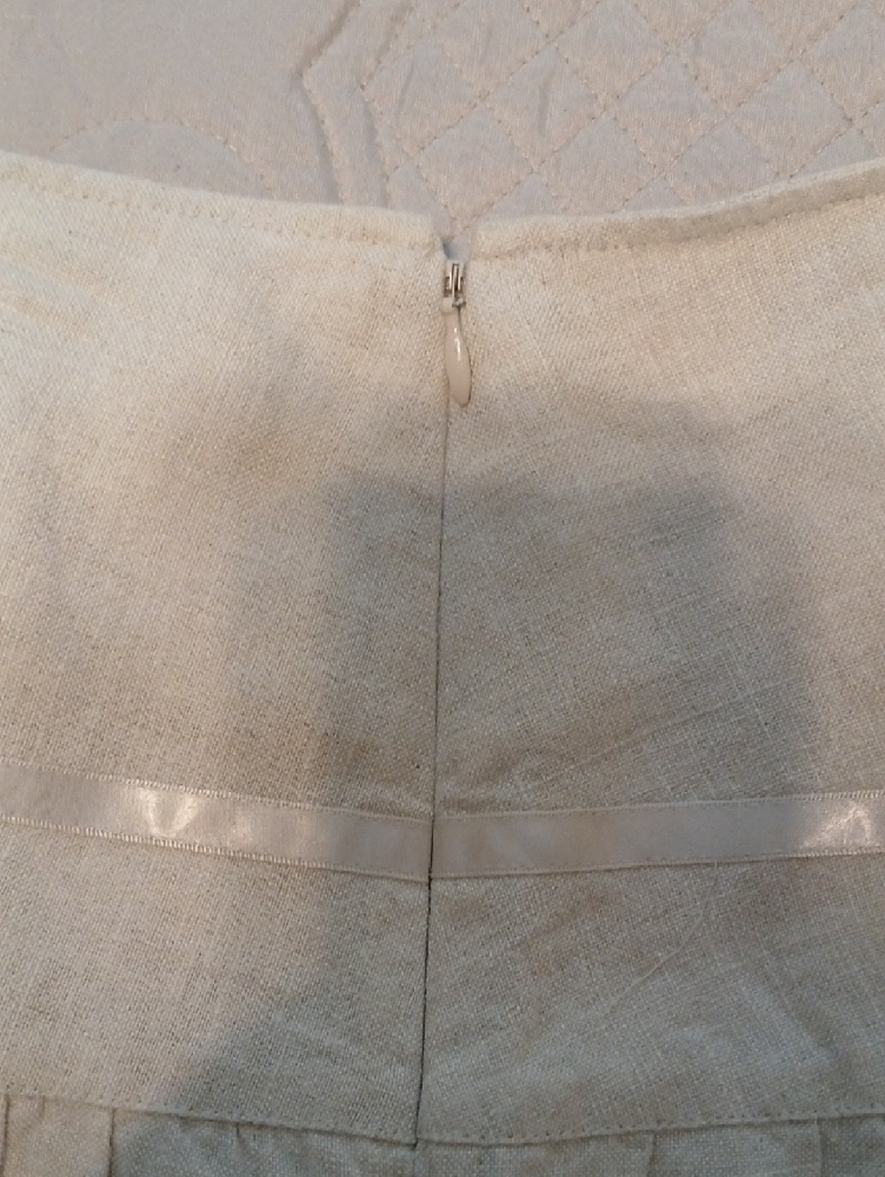 Relativity Cream A-Line Linen Midi Skirt with Lace Trim - Picture 3 of 3